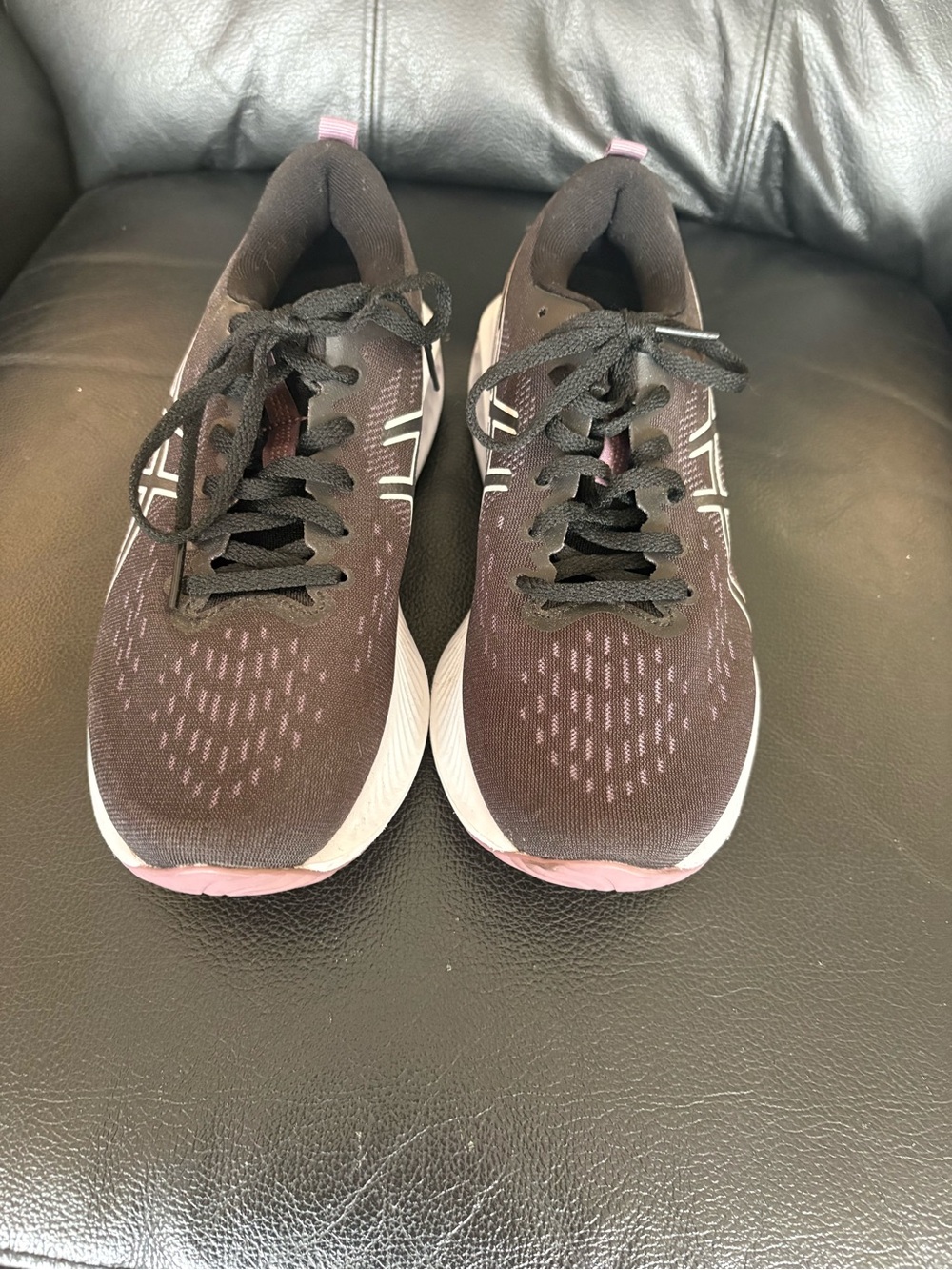 ASICS Women's Black Running Sneakers with Pink Accents